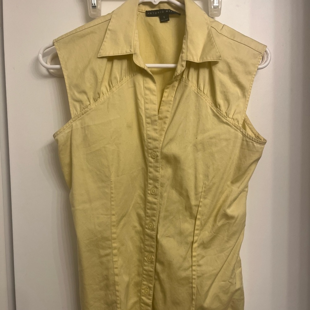 Mustard yellow short sleeve button down shirt